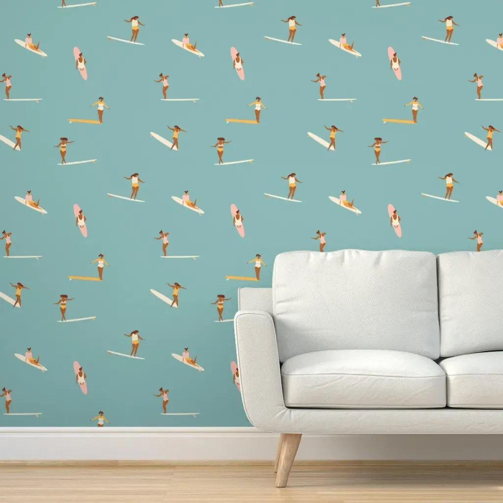 Surf Goddess Peel and Stick Wallpaper - Teal product