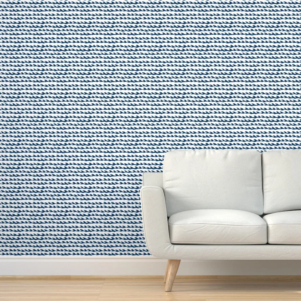 Surf Nautical Peel and Stick Wallpaper - Navy, Fabric product