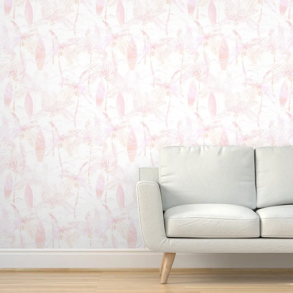 Surf Palm Beach Peel and Stick Wallpaper - Soft Pink product