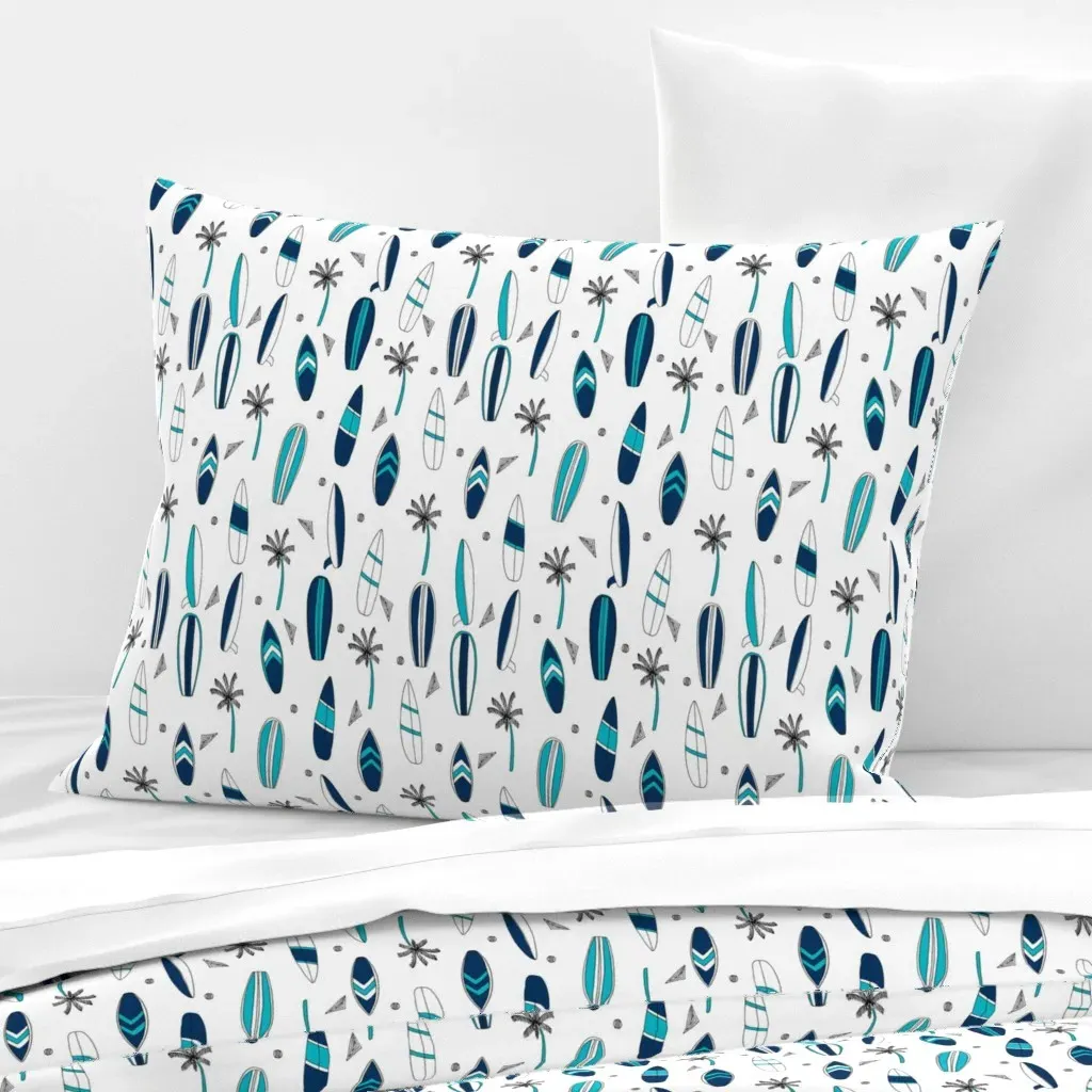 Surf Tropical Summer Standard Knife Edge Cushion - Teal, Cotton Sateen product