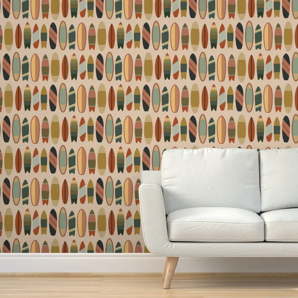 Surfboards Peel and Stick Wallpaper - Terracotta product