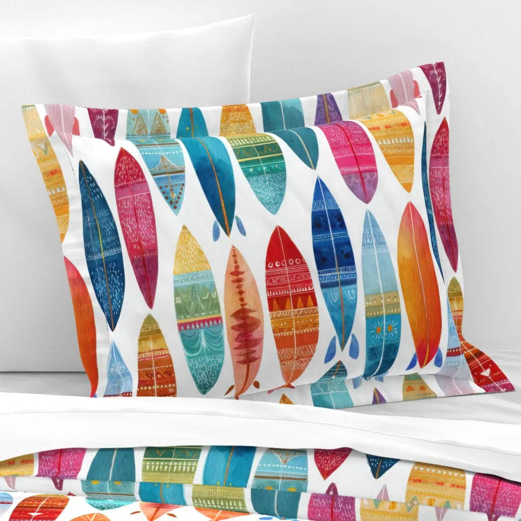 Surfers Totem 30x24" Standard Flanged Cushion Cover - Blue, Cotton Sateen product