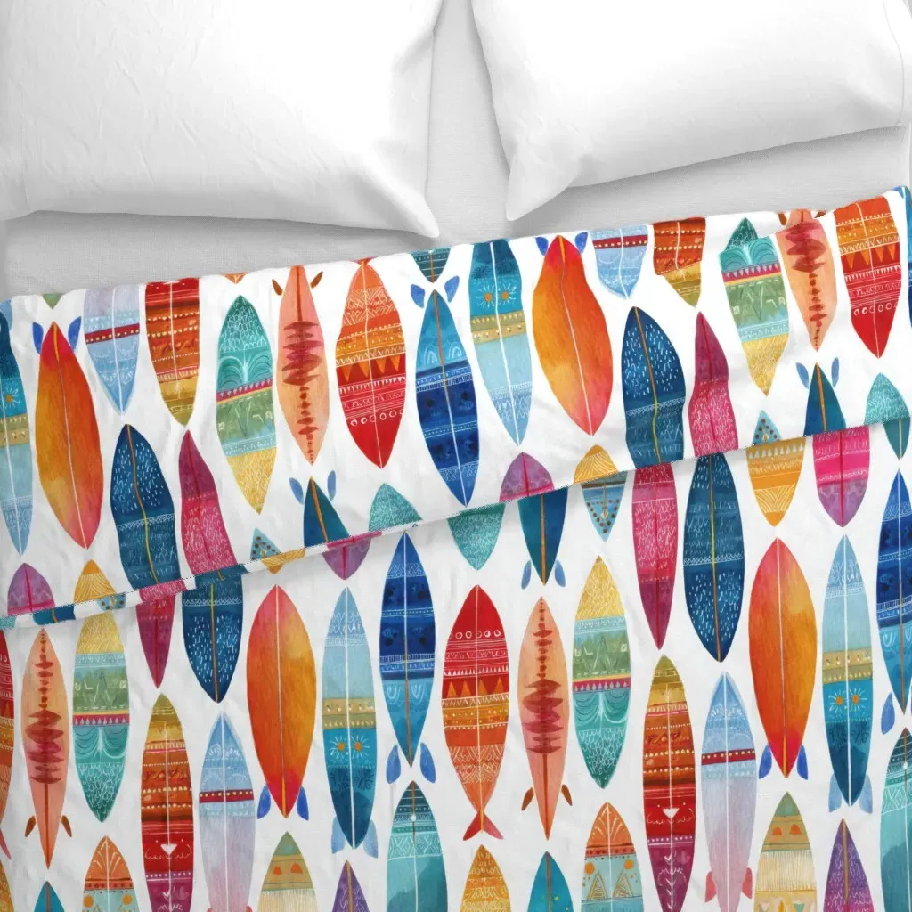 Surfers Totem Garden Duvet Cover - Blue alternate view