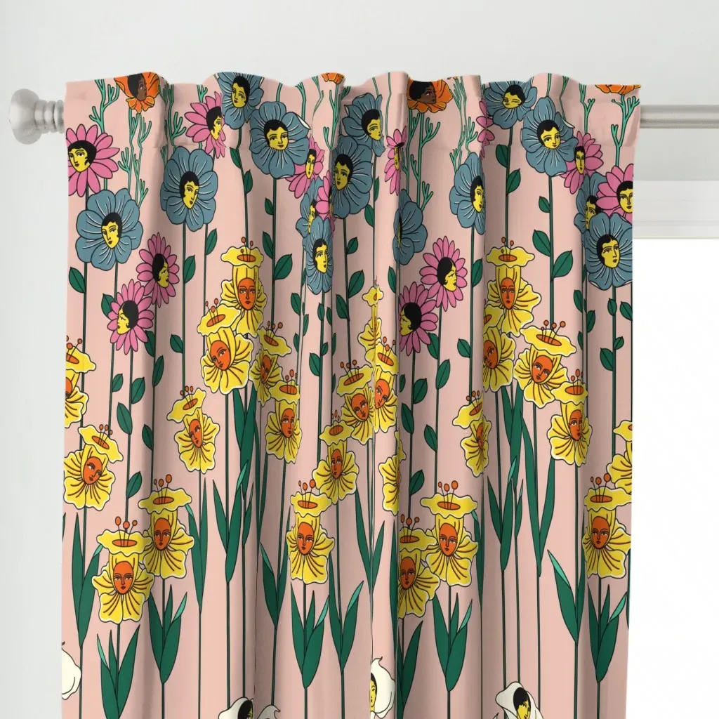 Surrealist Garden Curtain Panel - Peach alternate view