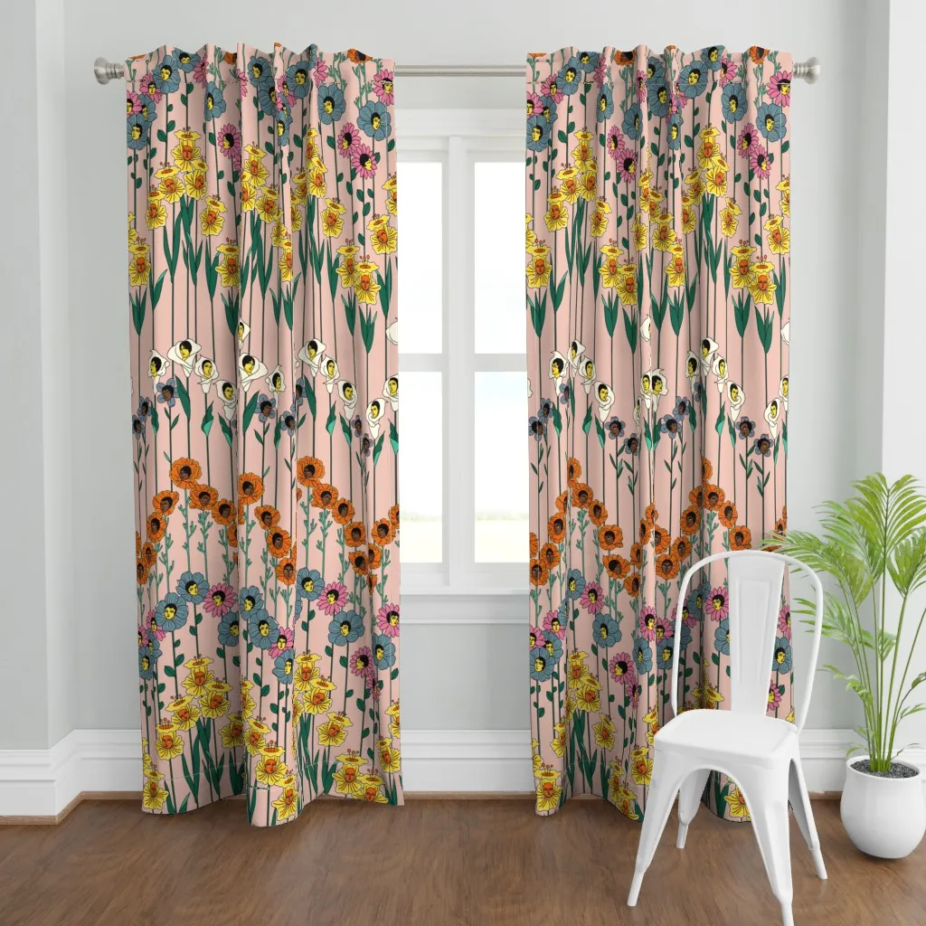 Surrealist Garden Curtain Panel - Peach product