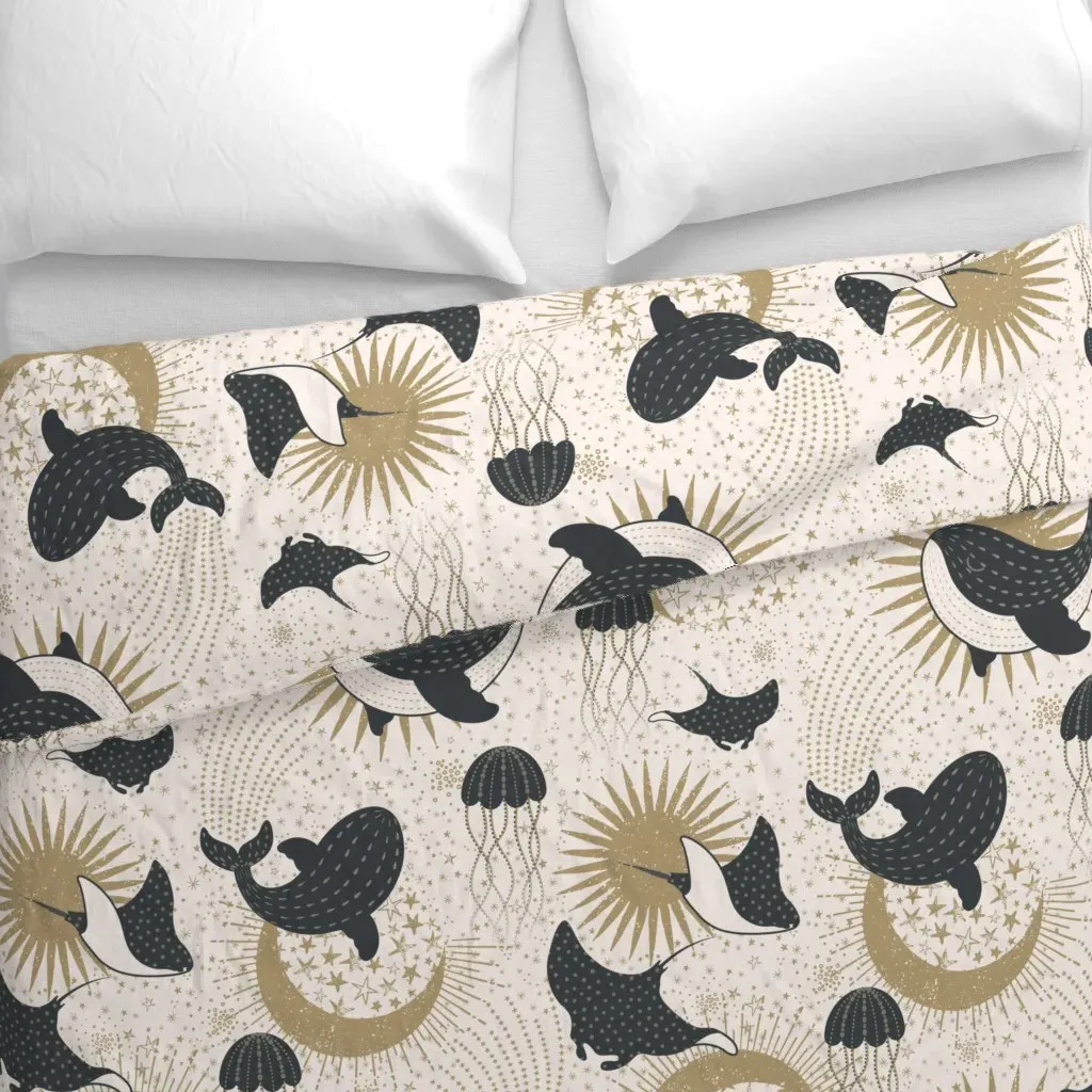 Surrealist Oceanic Galaxy Duvet Cover - Dark Gray, Navy alternate view
