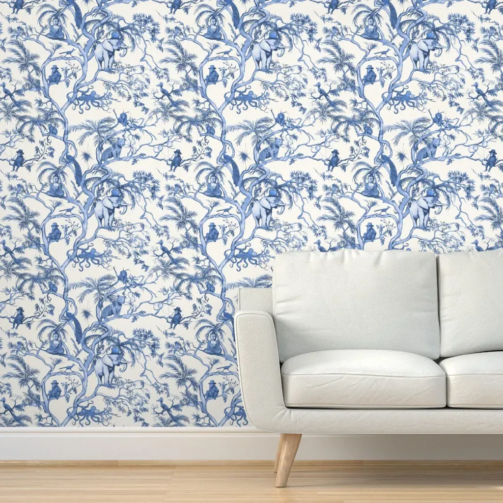 Surrealist's Chinoiserie Peel and Stick Wallpaper - Blue, White product