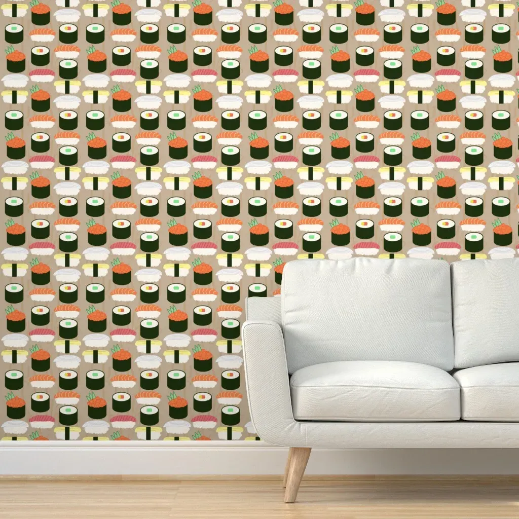 Sushi Small Scale Peel and Stick Wallpaper - Beige product