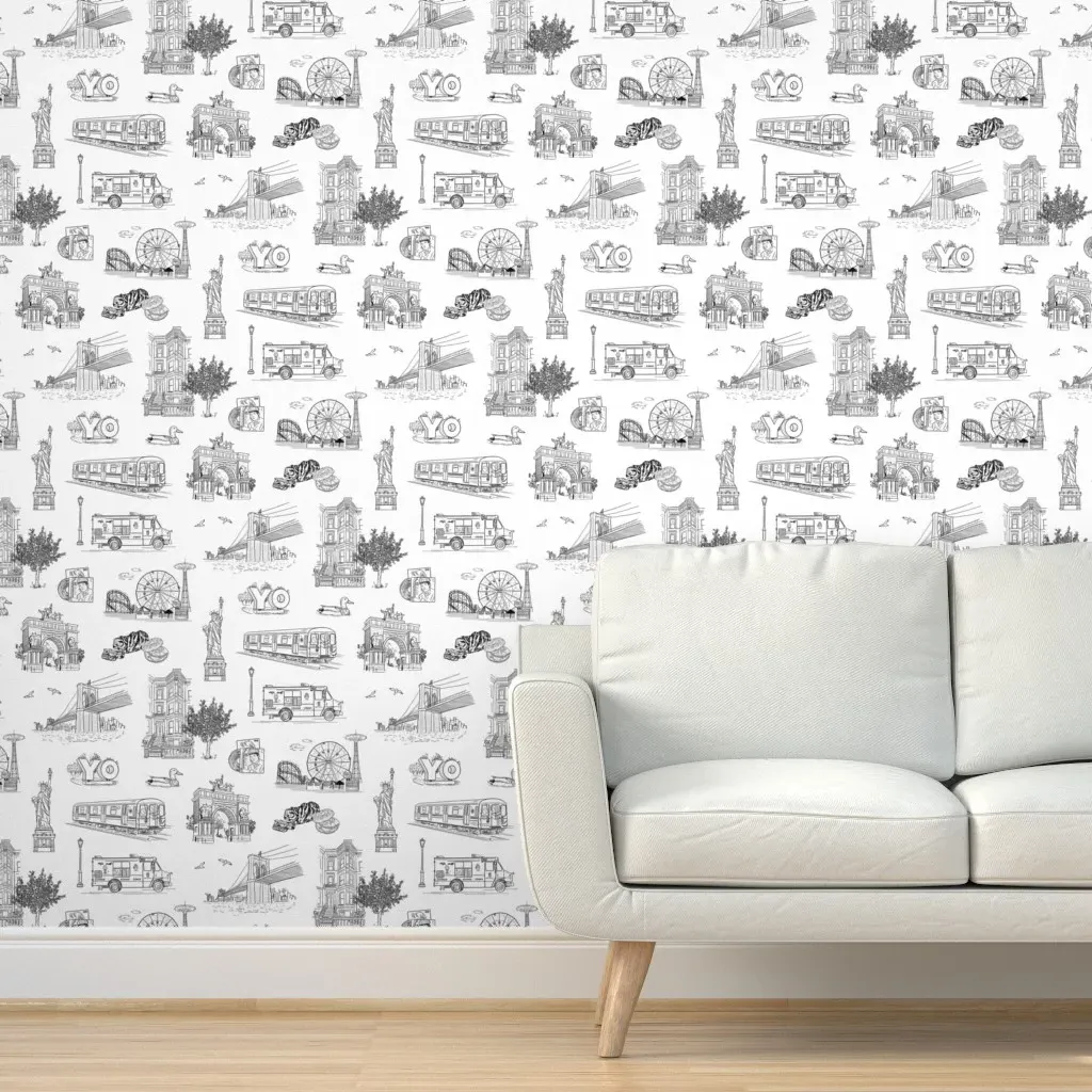 Susu C Custom Toile Peel and Stick Wallpaper - Black product