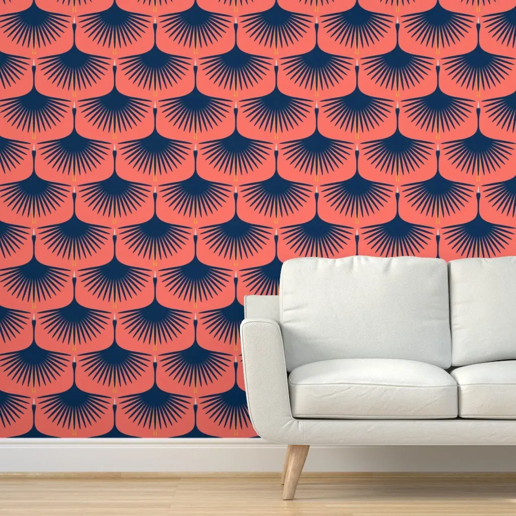 Swans In The Sunset Peel and Stick Wallpaper - Navy Blue product