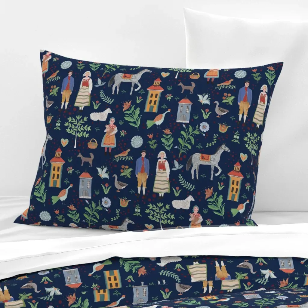Swedish Blue Standard Knife Edge Cushion Cover - Navy Blue, Cotton Sateen product