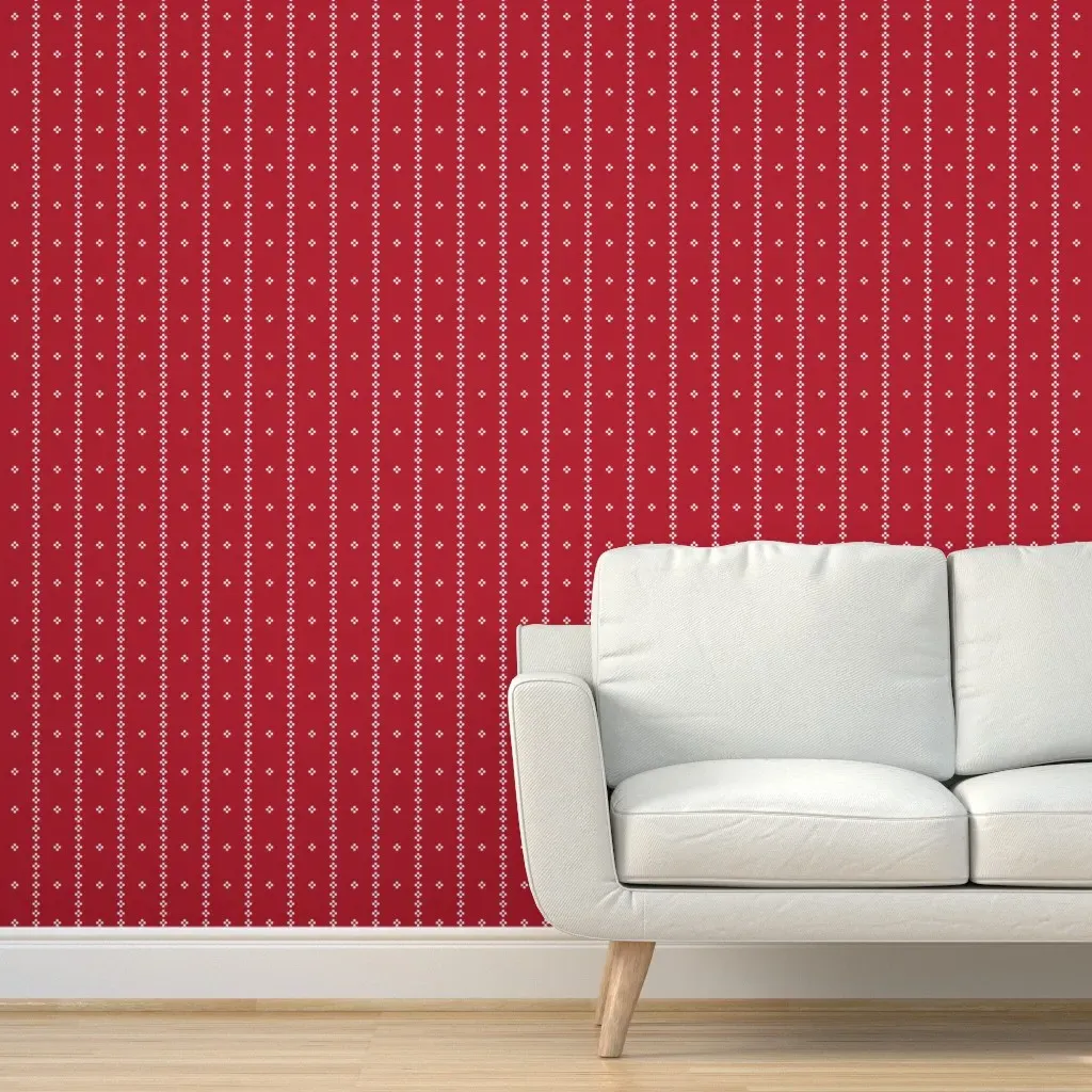 Swedish Christmas Stars Peel and Stick Wallpaper - Red product