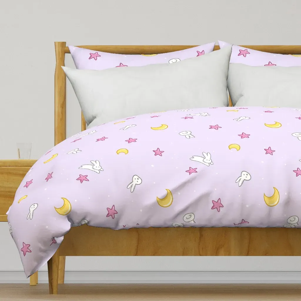 Sweet Bunnies Moon And Stars Duvet Cover - Lavender product