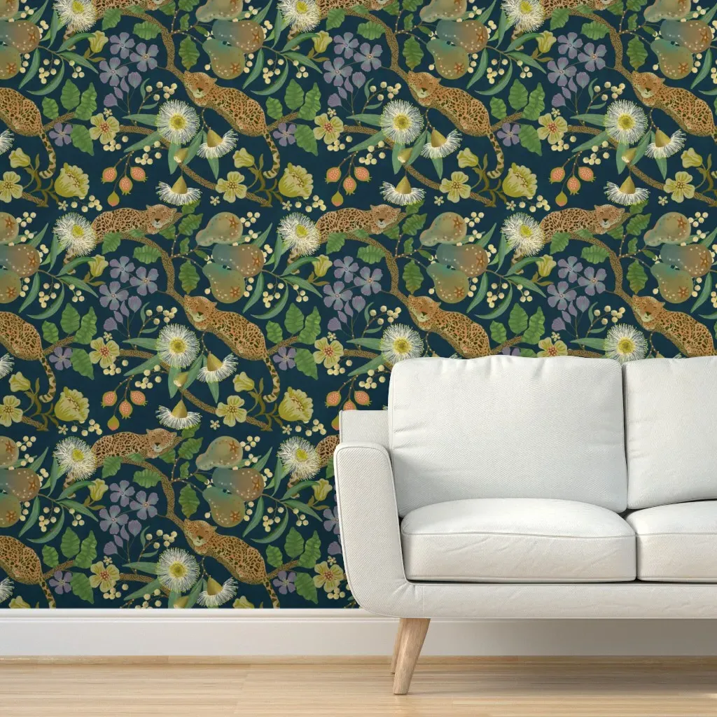 Sweet Dreams Cheetahs Night Night Peel and Stick Wallpaper - Teal product