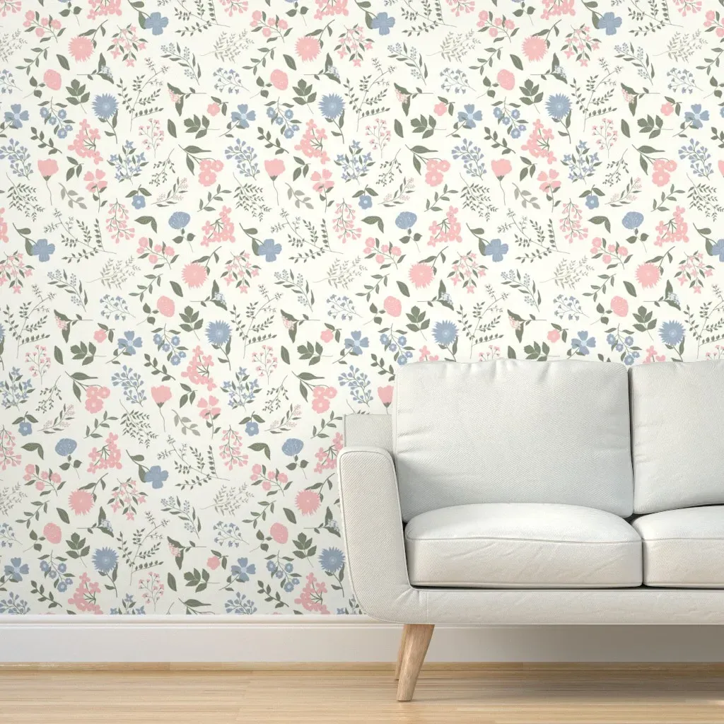 Sweet Florals Preppy Peel and Stick Wallpaper - Cream, Pink product