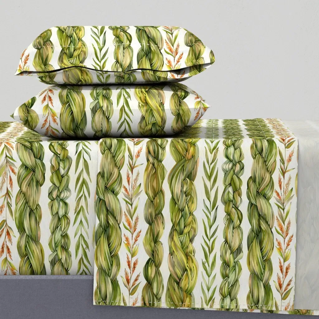 Sweet Grass Prayers Queen Sheet Set - Olive Green product