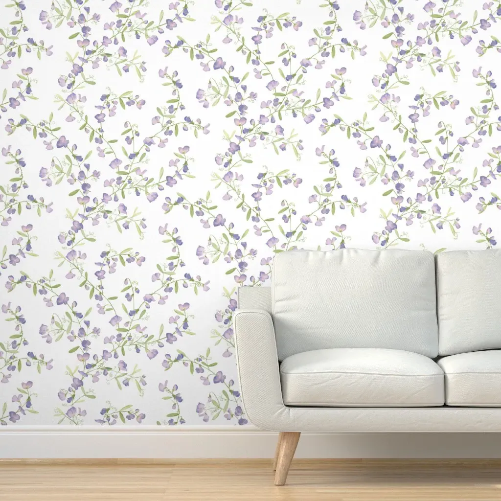 Sweet Pea Vine Peel and Stick Wallpaper - Light Purple product