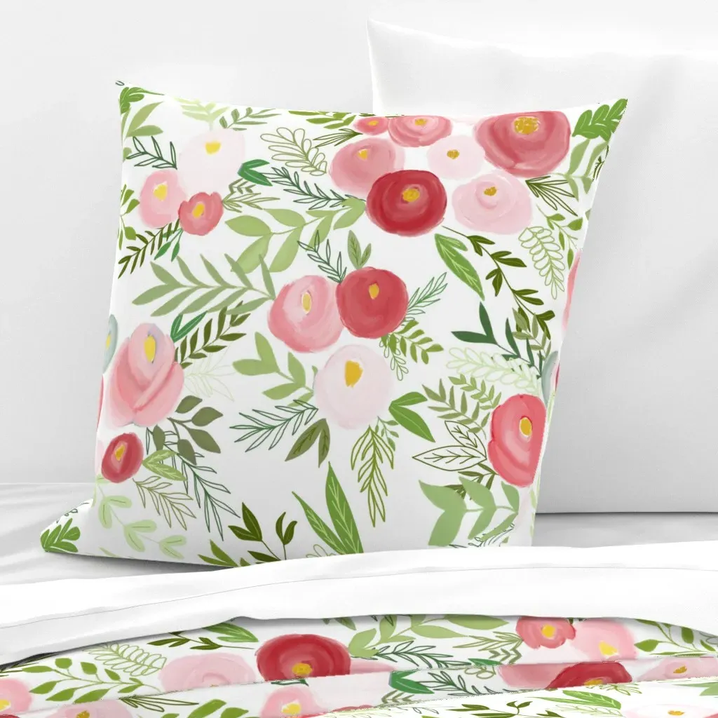 Sweet Spring Blush Bouquet Euro Pillow Sham - Pink product