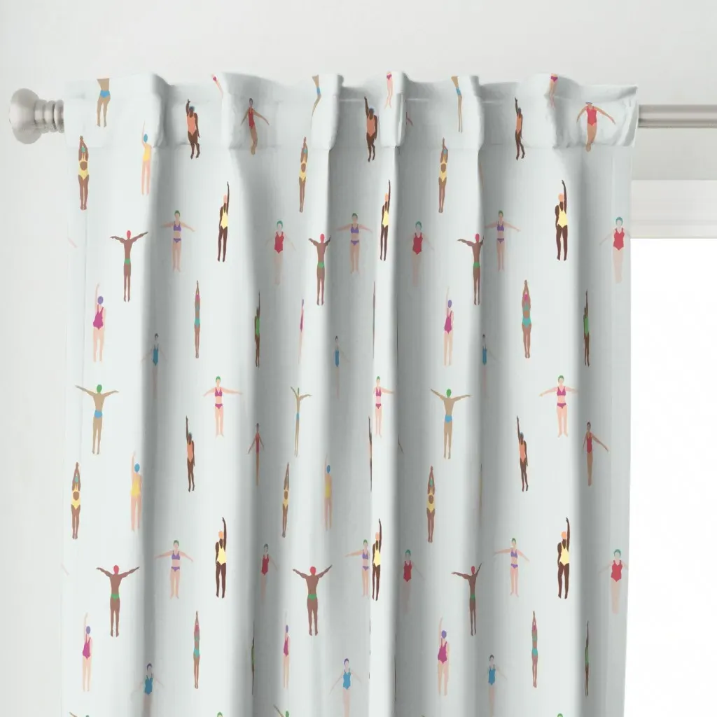 Swimmers Curtain Panel - Light Teal alternate view