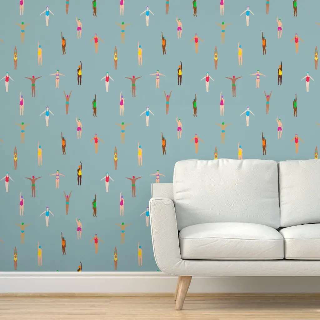 Swimmers Dusk Peel and Stick Wallpaper - Blue, Teal product