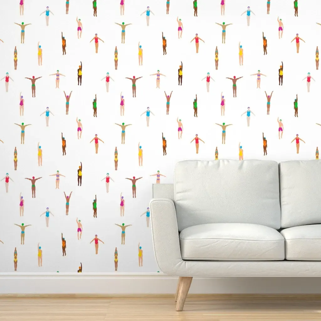 Swimmers On White Peel and Stick Wallpaper - White product