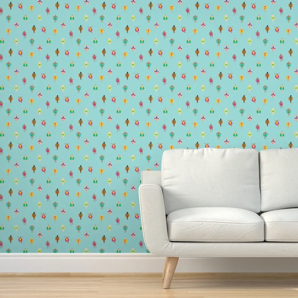 Swimmers Pool Floats Peel and Stick Wallpaper - Teal product