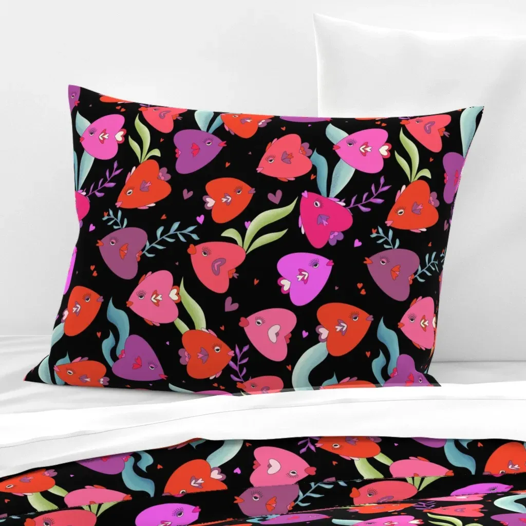 Swimming In Love Standard Knife Edge Cushion Cover - Pink, Cotton Sateen product