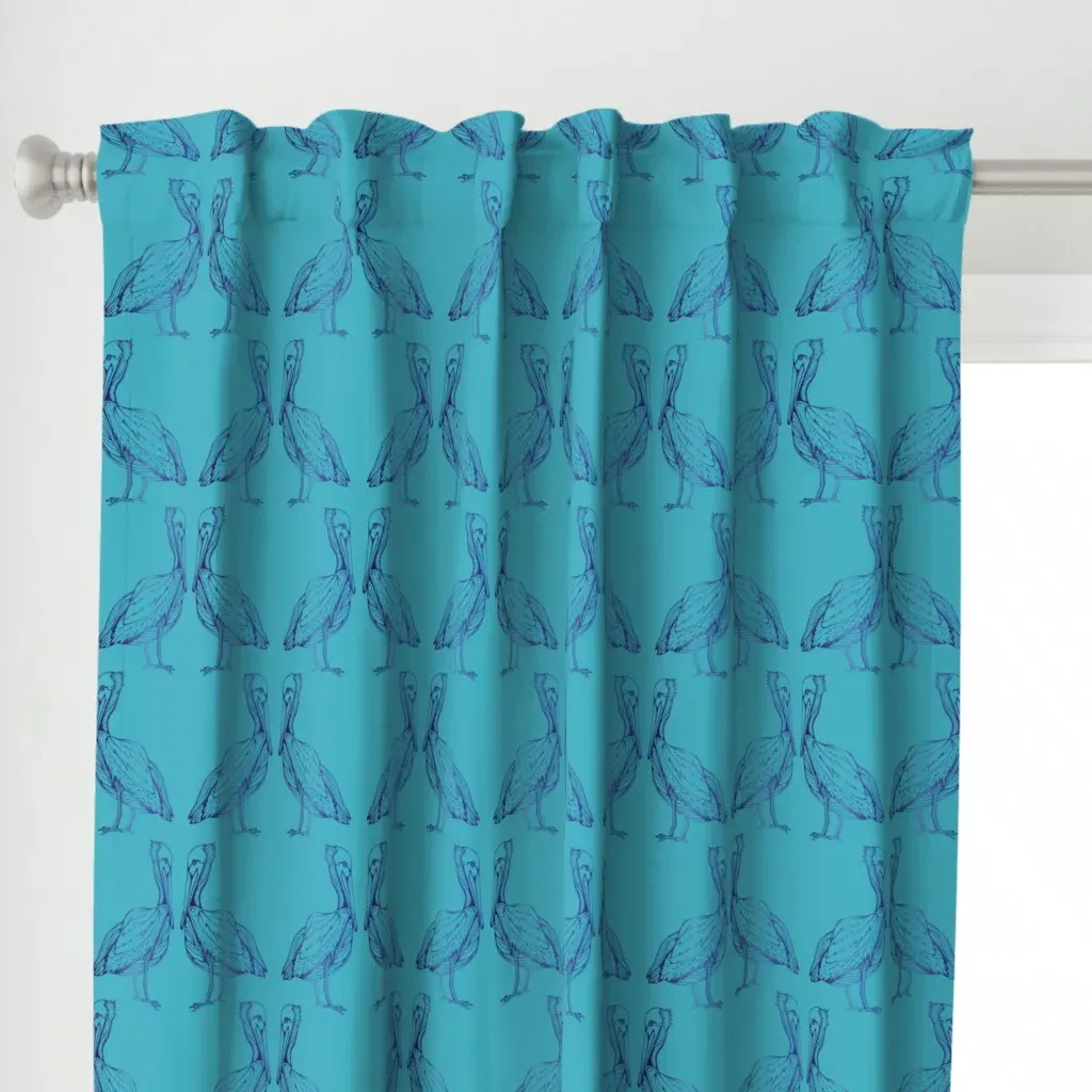 Swoony Pelicans Curtain Panel - Blue alternate view