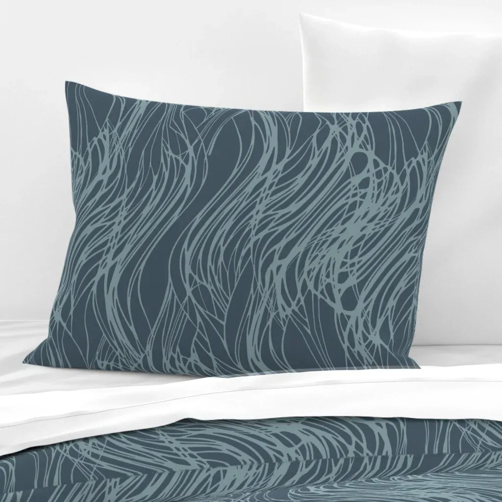 Swoopy Wavy Standard Knife Edge Pillow - Teal, Cotton Sateen product