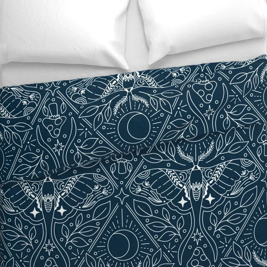 Symmetrical Celestial Moth Duvet Cover - White alternate view