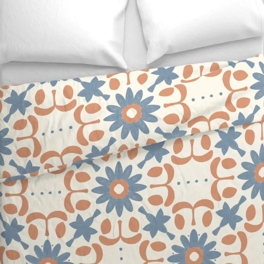 Symmetrical Flower Leaves Duvet Cover - Dusty Blue alternate view