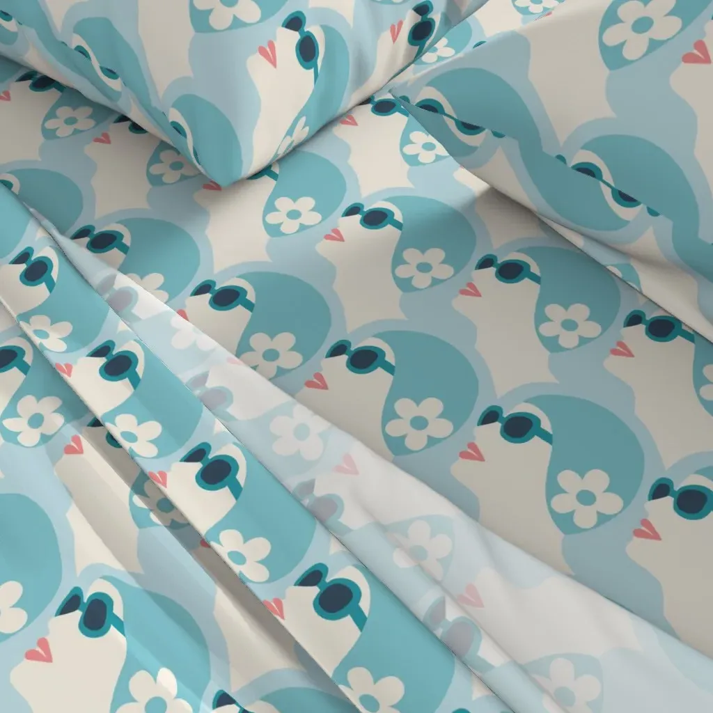 Synchronized Swimmers Pop Art Queen Sheet Set - Light Blue alternate view