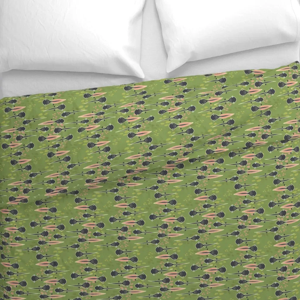 Tadpole Pond Moss Green Large Duvet Cover - Dark Teal alternate view