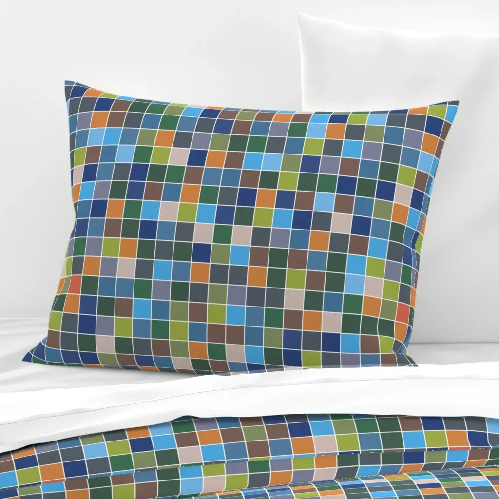 Take A Hike Kiwiana Mosaic Standard Pillow - Blue, Cotton Sateen product