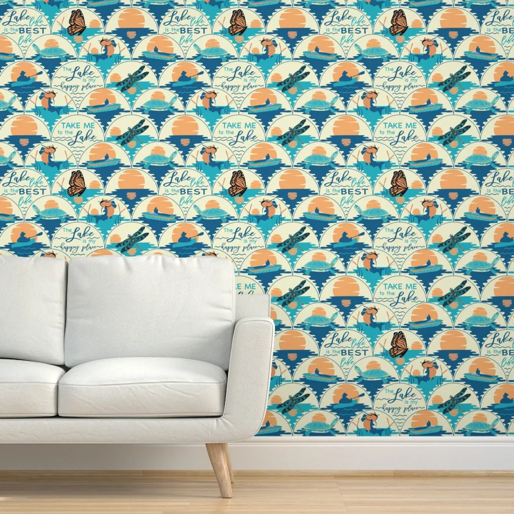 Take Me To The Lake Peel and Stick Wallpaper - Teal product
