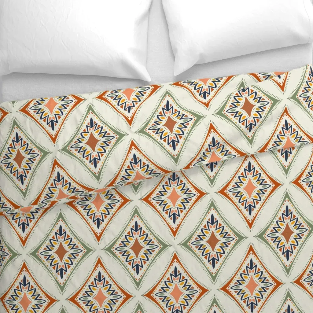 Tall Java Diamonds In Autumn Duvet Cover - Terracotta alternate view