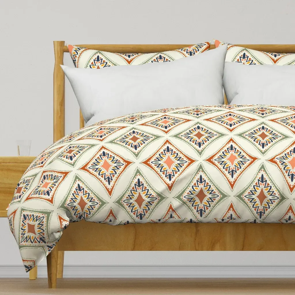 Tall Java Diamonds In Autumn Duvet Cover - Terracotta product