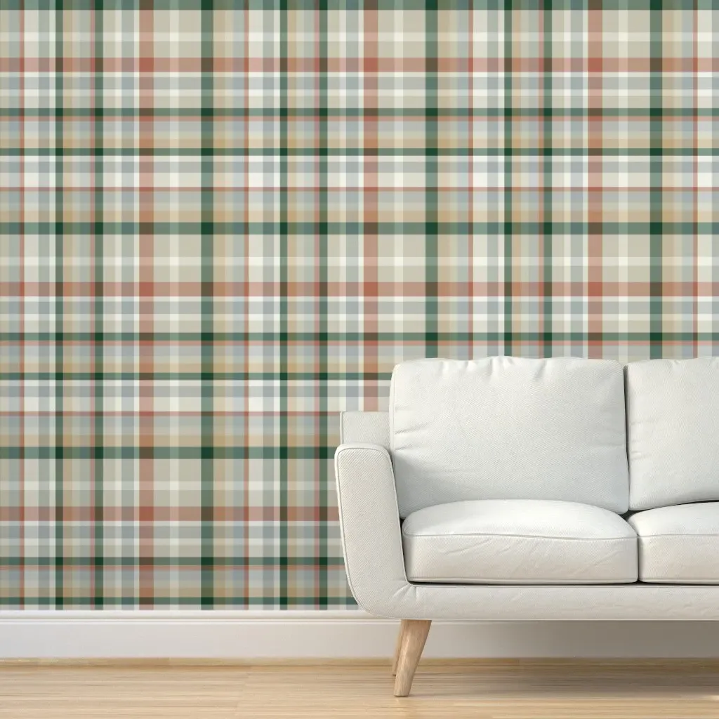 Tam O'Shanter Plaid Peel and Stick Wallpaper - Green, Red product