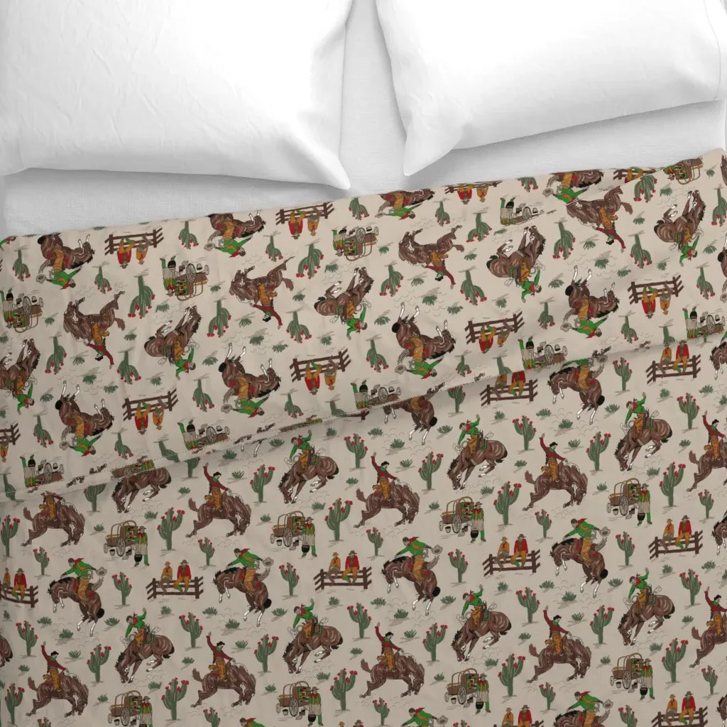 Tan Cowboys Duvet Cover - Beige alternate view