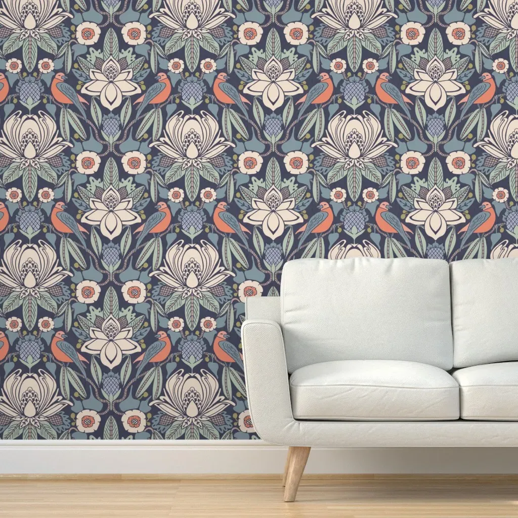Tanager Jumbo Magnolia Peel and Stick Wallpaper - Dark Blue product