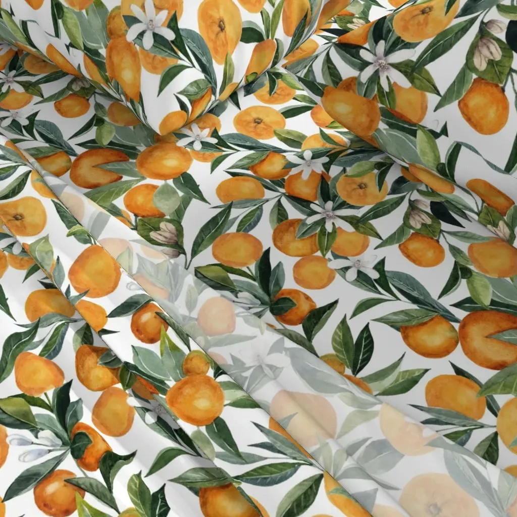 Tangerines Watercolor Fruit Queen Sheet Set - Orange alternate view