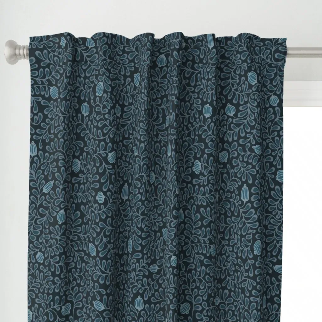Tangled Leaves Curtain Panel - Teal alternate view