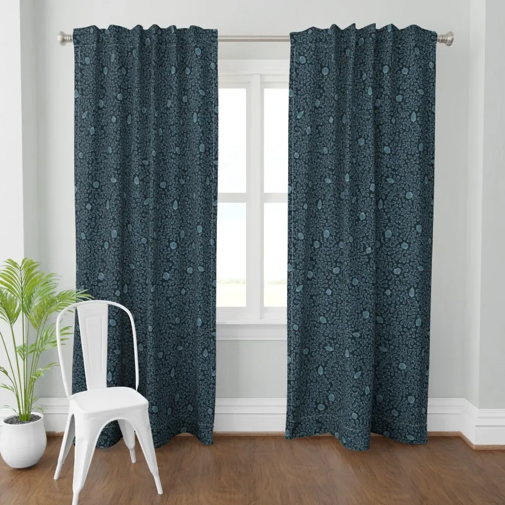Tangled Leaves Curtain Panel - Teal product