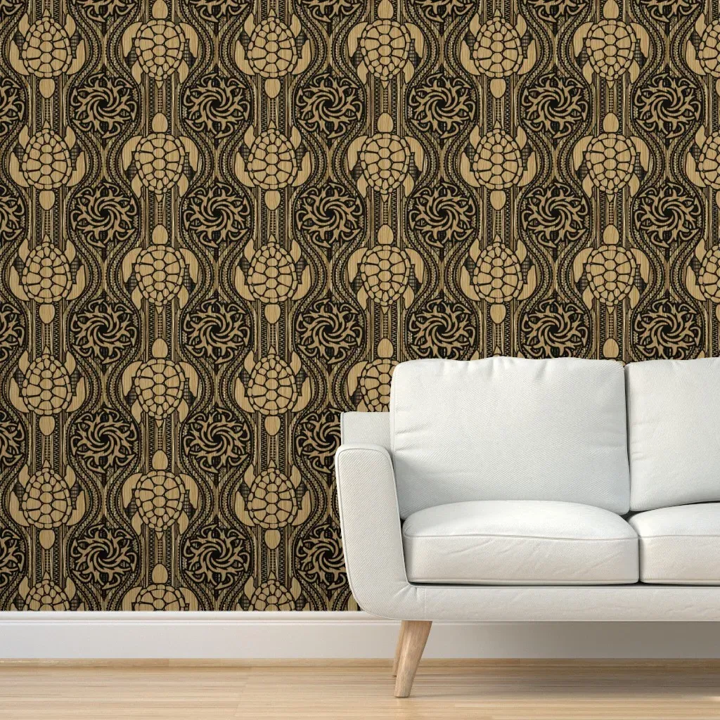 Tapa Sea Turtles Peel and Stick Wallpaper - Brown product