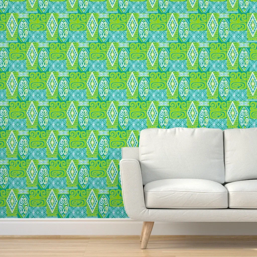 Tapadelica Spring Lagoon Peel and Stick Wallpaper - Lime Green product