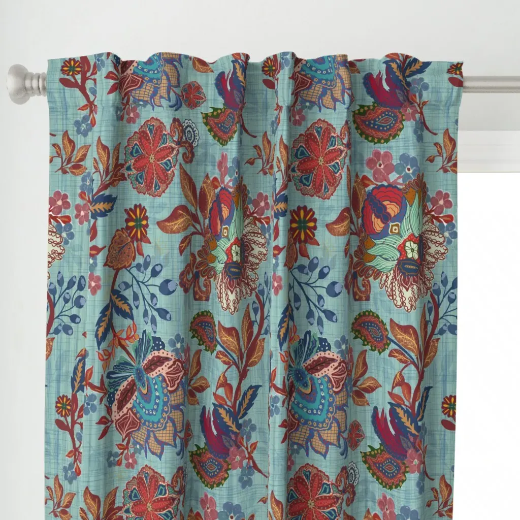 Tapestry Chintz Revival Curtain Panel - Red alternate view