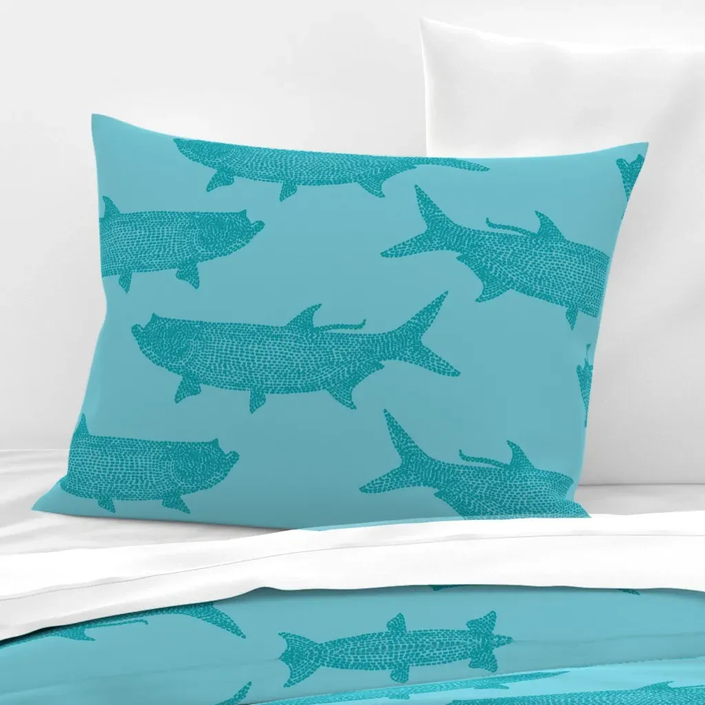 Tarpon Barroom Standard Knife Edge Cushion Cover - Teal, Cotton Sateen product