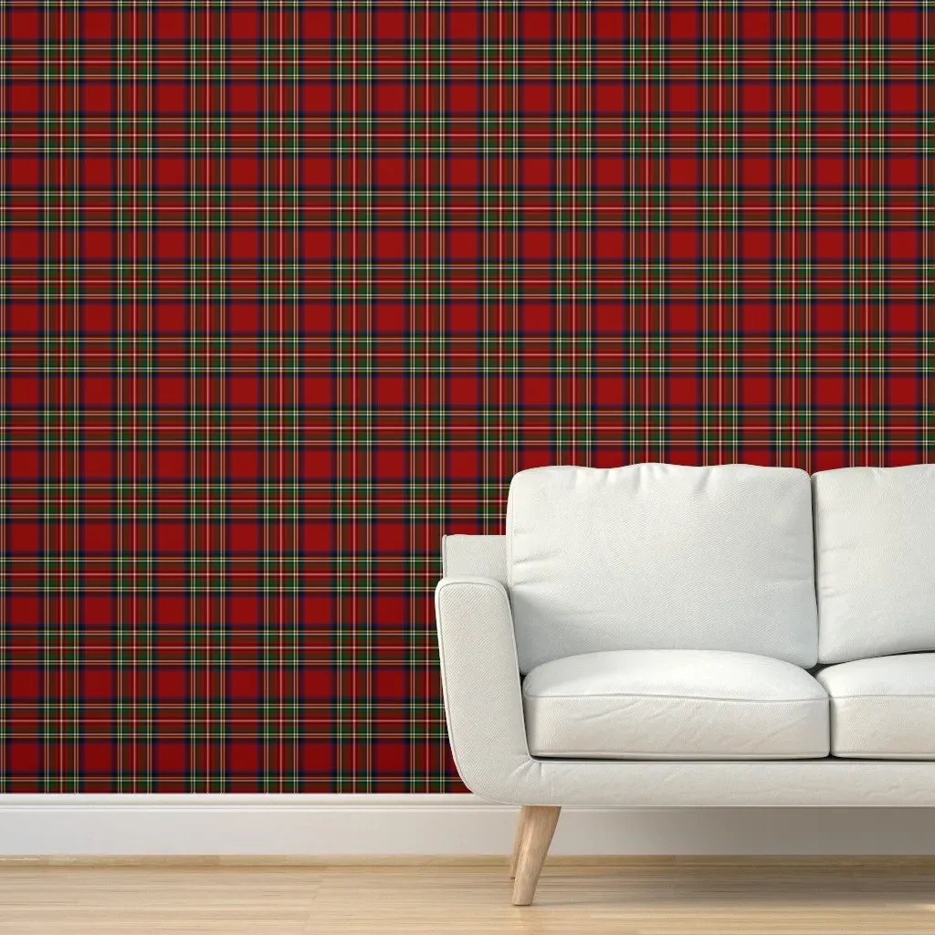 Tartan Plaid Clan Royal Stewart Peel and Stick Wallpaper - Red product