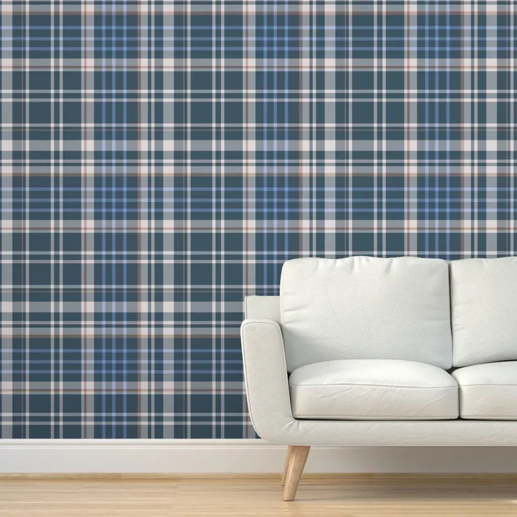 Tartan Plaid Peel and Stick Wallpaper - Dark Teal product