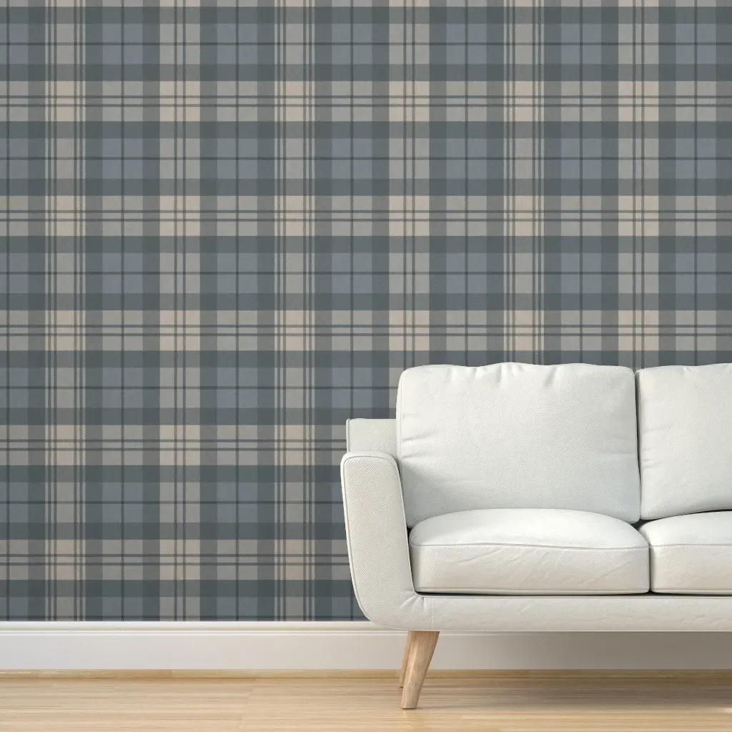 Tartan Plaid Peel and Stick Wallpaper - Gray-Blue product